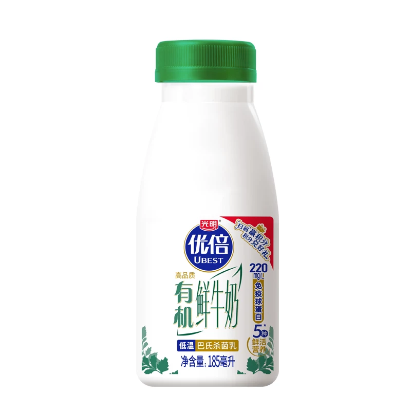 【光明】优倍有机鲜牛奶185ml*12瓶组合