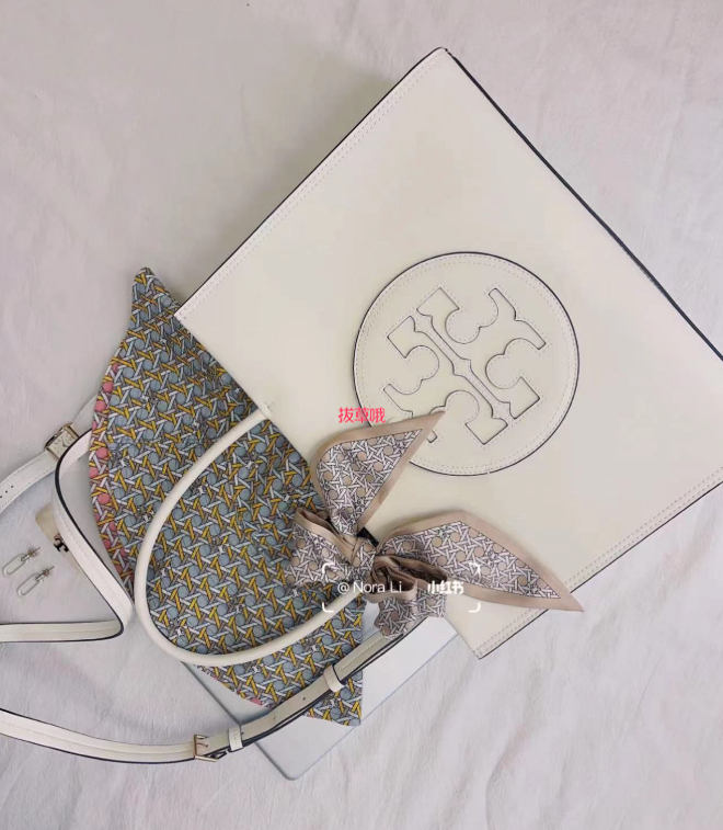新款首降！Tory Burch Ella Bio 小号马卡龙色托特包白色， 7折¥1414.7