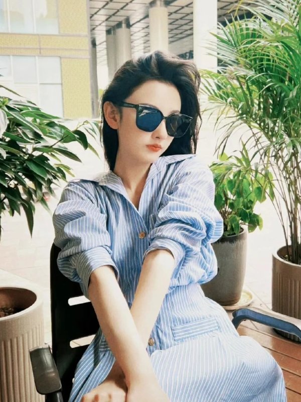 Maje 条纹衬衫裙 宋祖儿同款粉色