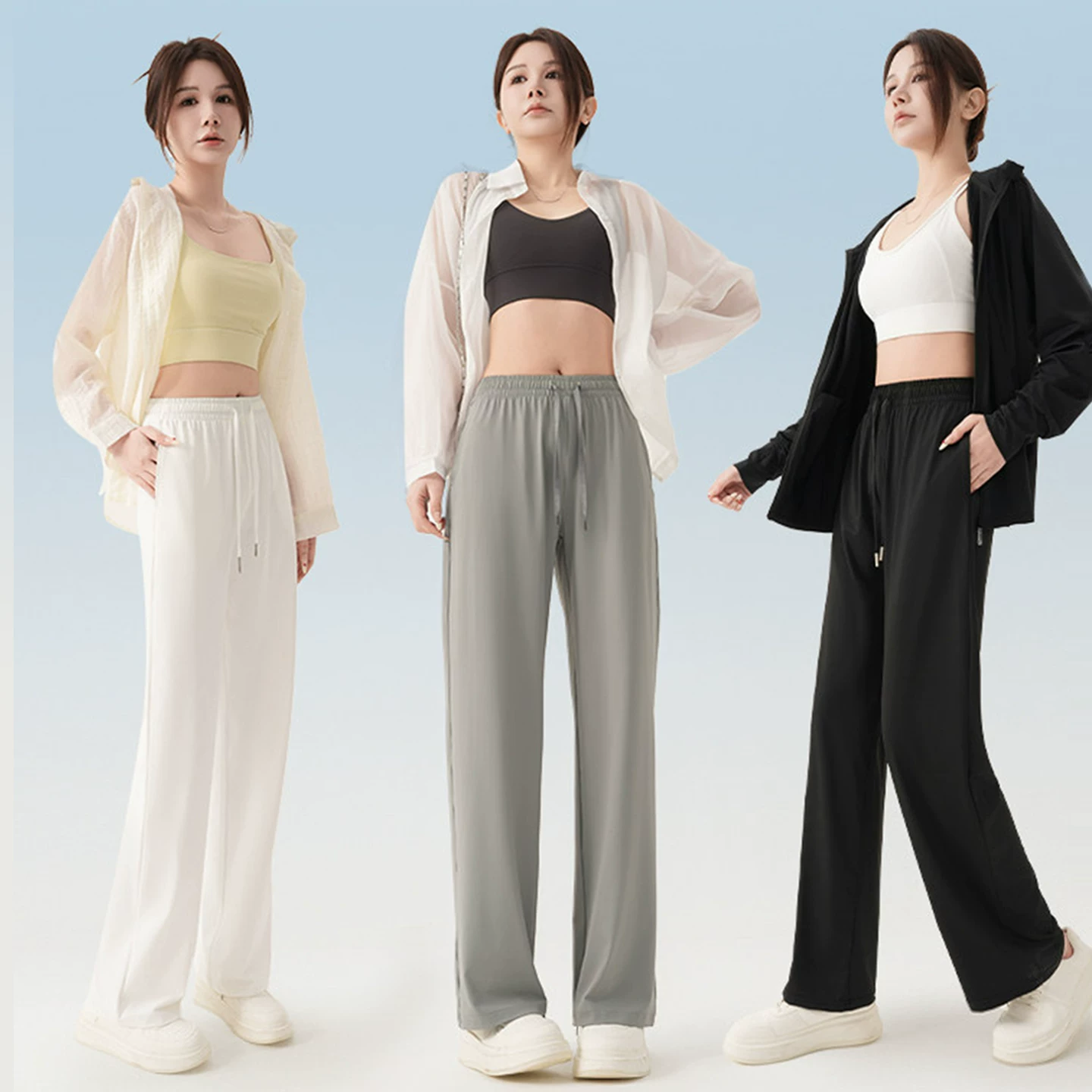 阪织屋冰丝防晒裤2026新款凉感直筒阔腿裤