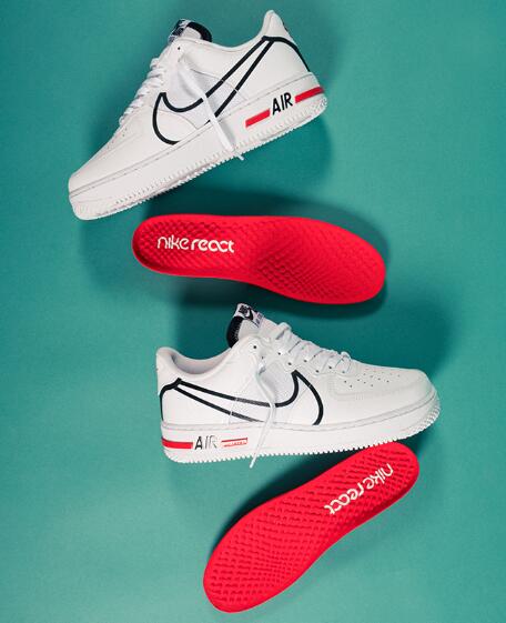 Airforce1react偏大还是偏小 新款 Nike Air Force 1 React 空军一号大童款运动鞋 售价 110 简明教程
