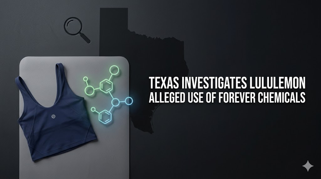 Lululemon store front and activewear display reflecting the recent PFAS investigation by Texas AG