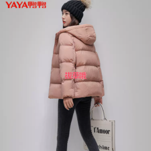 【反季特价】99元包邮！鸭鸭 女士白鸭绒短款连帽面包服羽绒服 6色