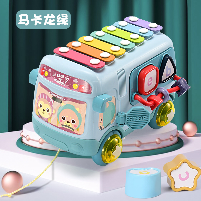  【JD旗舰】瀚卫 早教启蒙多功能敲敲琴巴士车 蓝色-单只装