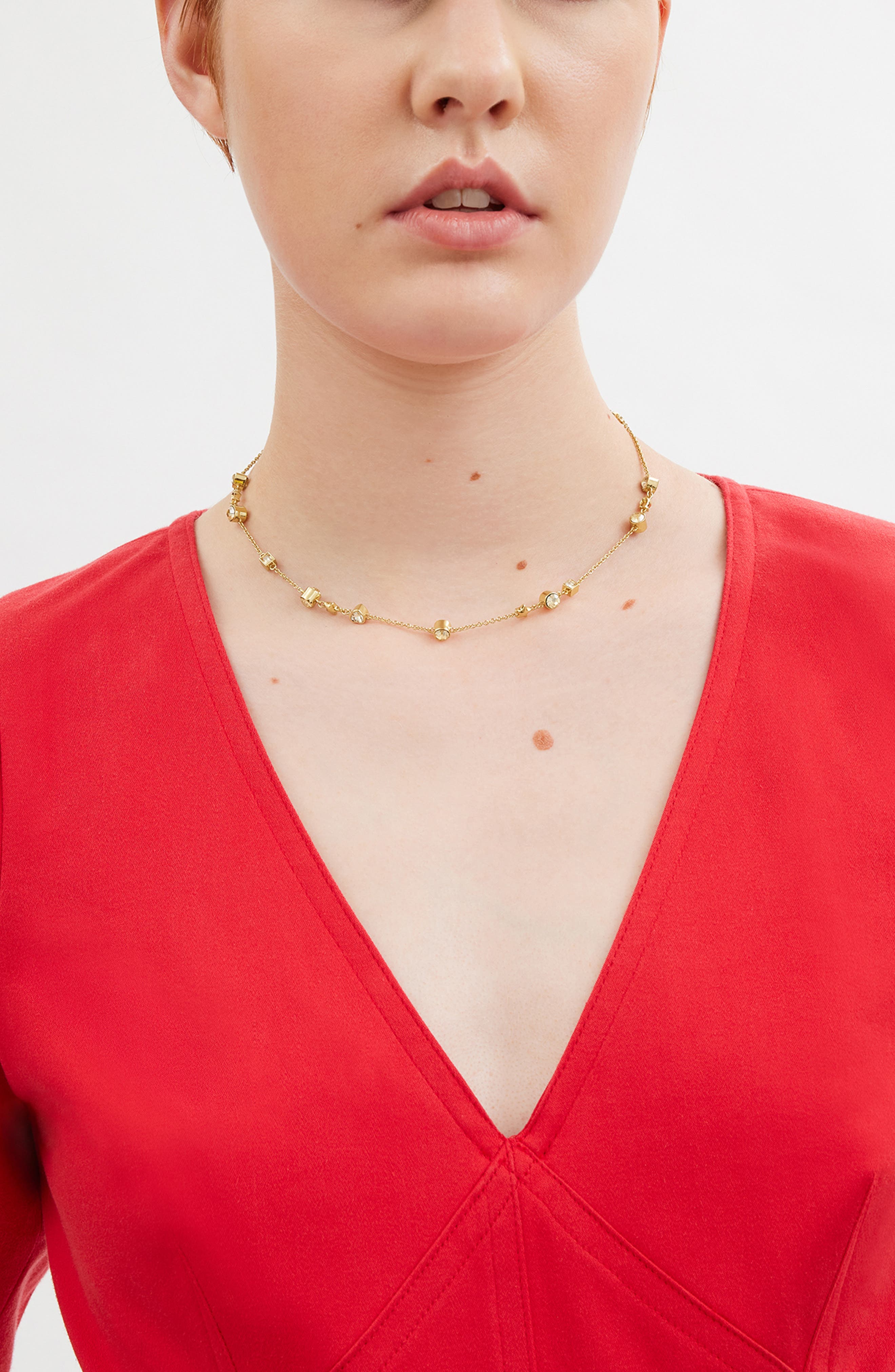 COACH Star, Heart & Mixed Crystal Station Necklace