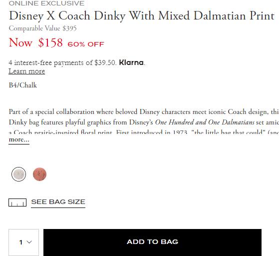 Disney x coach dinky best sale with mixed dalmatian print