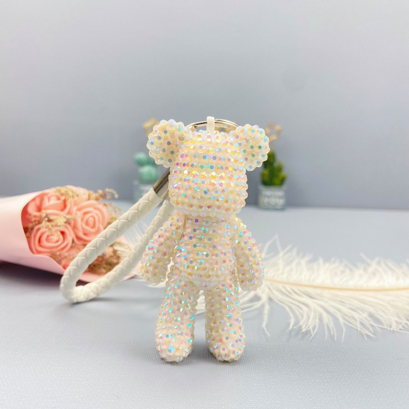 柏蝶莱 手工diy暴力熊钥匙扣挂件含果冻白材料包