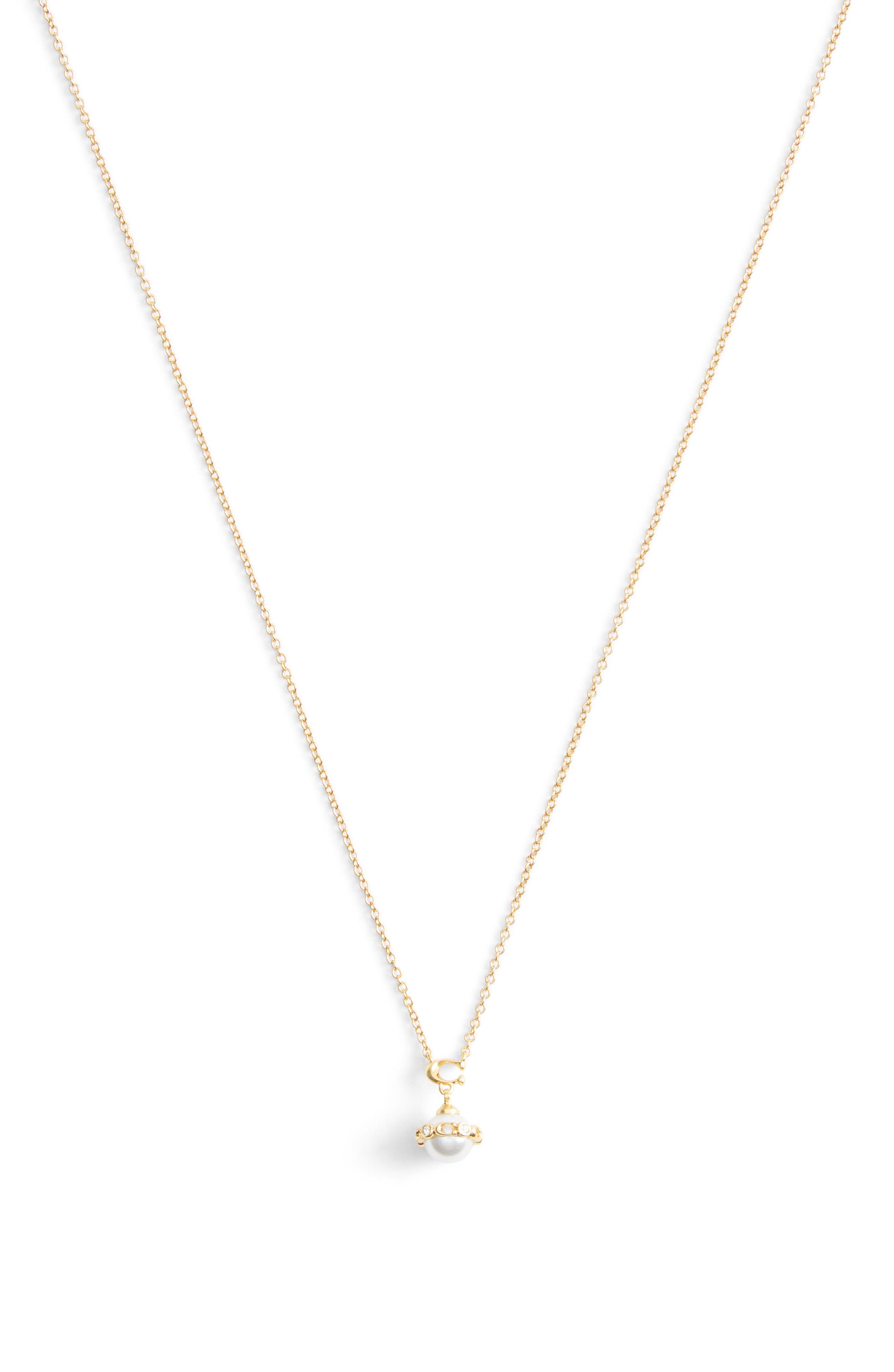 COACH Faux Pearl Pendant Necklace