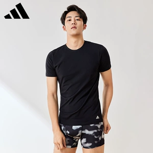 Adidas阿迪达斯圆领短袖T恤男夏季亲肤舒适柔软宽松情侣家居服女