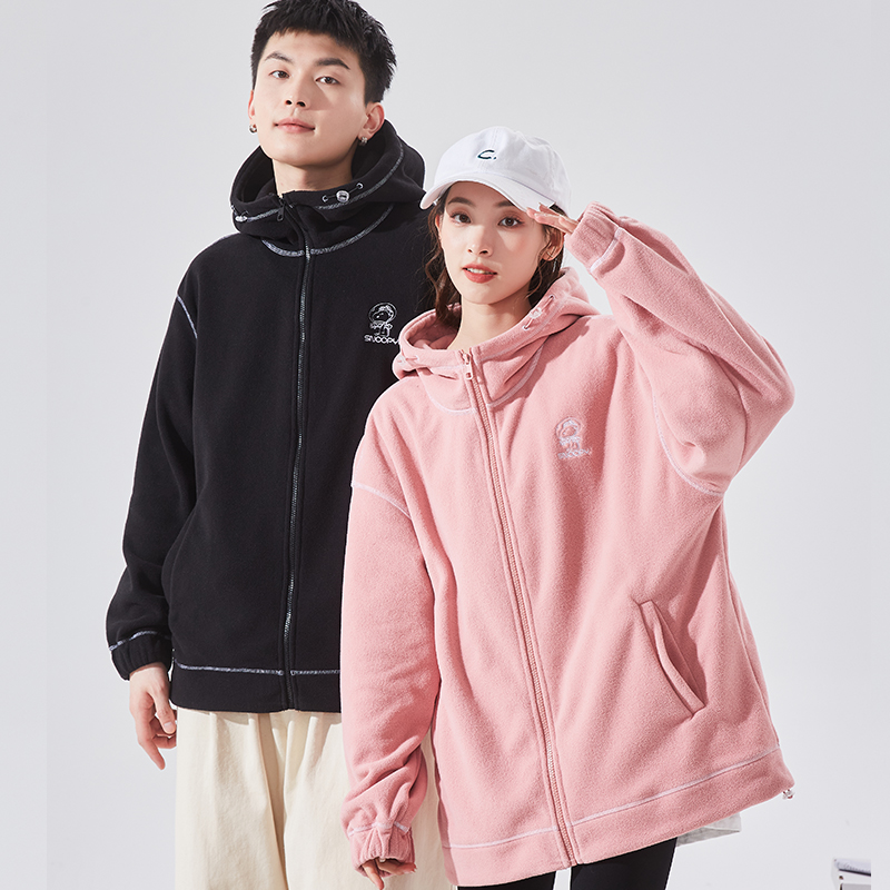 唐狮情侣外套拼款棒球服