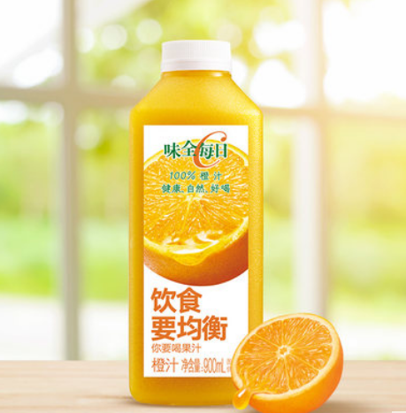 105.6元包邮！味全 每日C橙汁900ml×8瓶（返48元猫超卡）