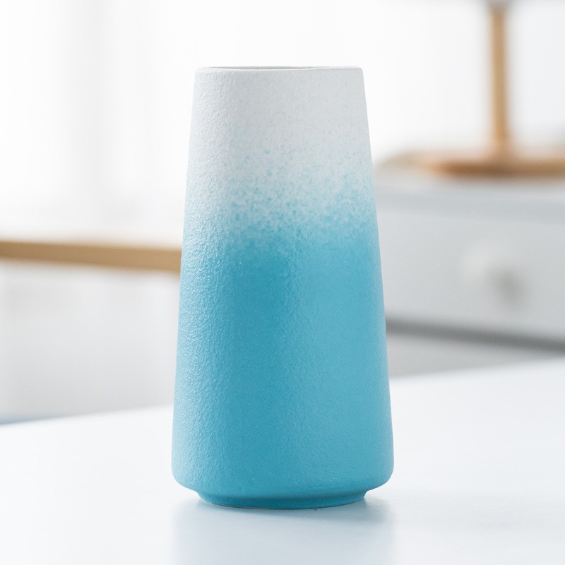 爆疯鱼 Q磨砂宽口陶瓷花瓶摆件中式简约