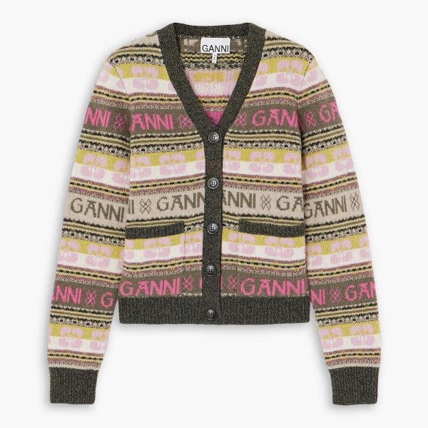 Ganni 羊毛拼花开衫