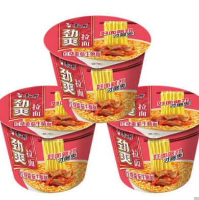 6.9元包邮！康师傅方便面桶面 【劲爽3桶口味随机】红烧番茄牛腩面