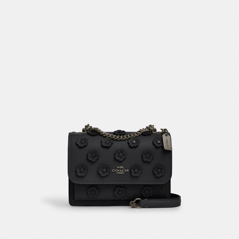 coach mini klare crossbody bag with floral applique CAK00-QB/BK