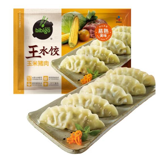 129.28元包邮！必品阁 玉米蔬菜猪肉王水饺 1200g 任选7件