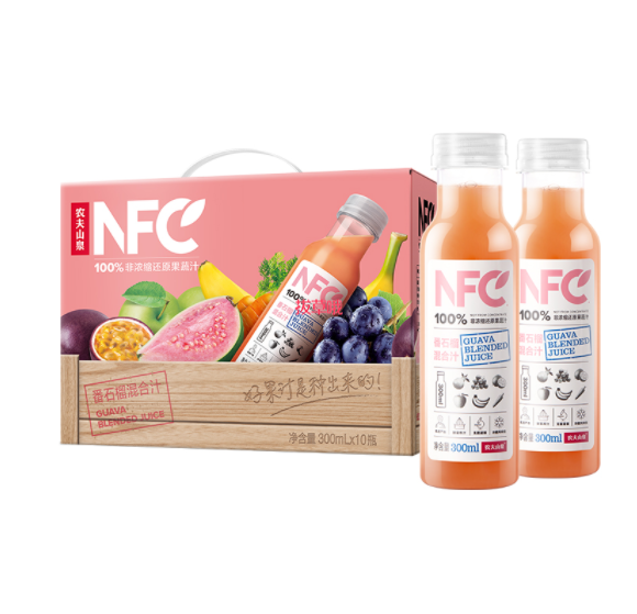 36.9元包邮！农夫山泉 NFC果汁饮料 番石榴混合汁 300ml*10瓶
