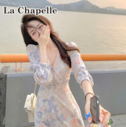 119元包邮！拉夏贝尔 雪纺碎花连衣裙