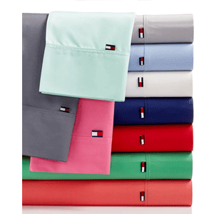 买一送一！Tommy Hilfiger 200支纯棉床单+床笠+枕套