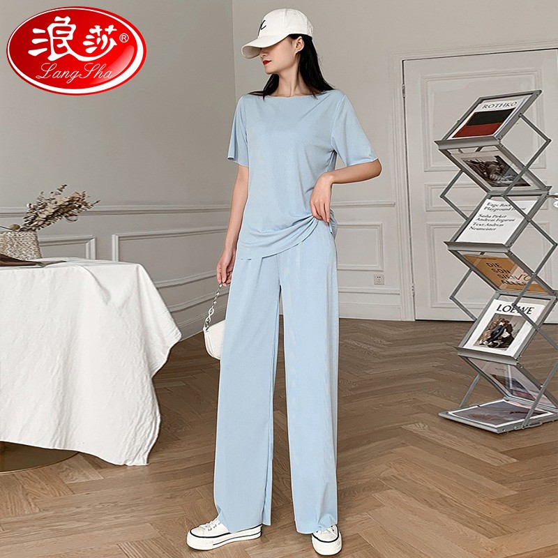 浪莎冰丝家居服女夏季薄款休闲可外穿女士短