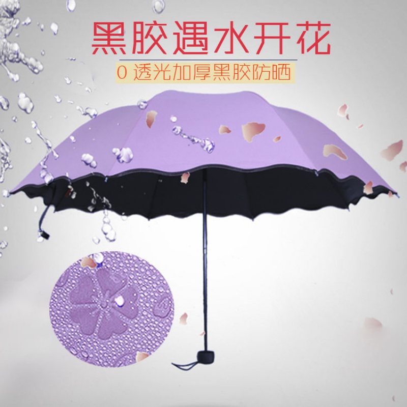 折叠两用遮阳超大号黑胶防晒紫外线太阳伞