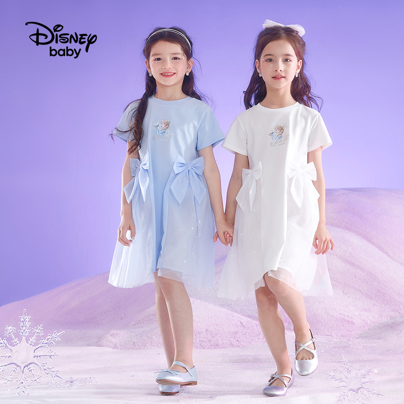 迪士尼女童爱莎公主裙子夏季冰雪奇缘