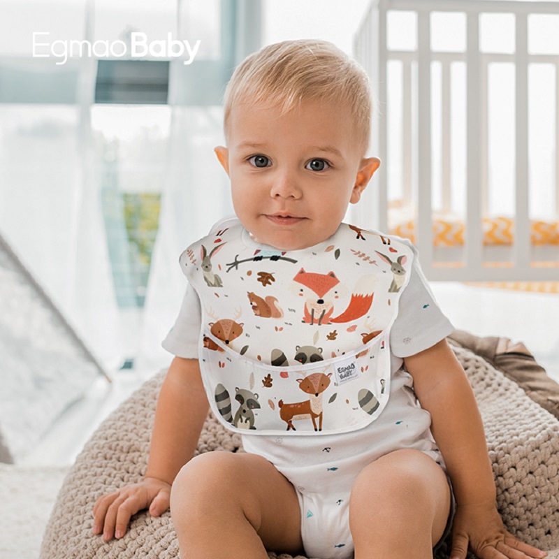 Egmaobaby薄款宝宝防水围兜2条