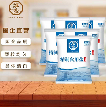 【有券的上】4.7元包邮！淮盐 未加碘精制食用盐250g*6袋