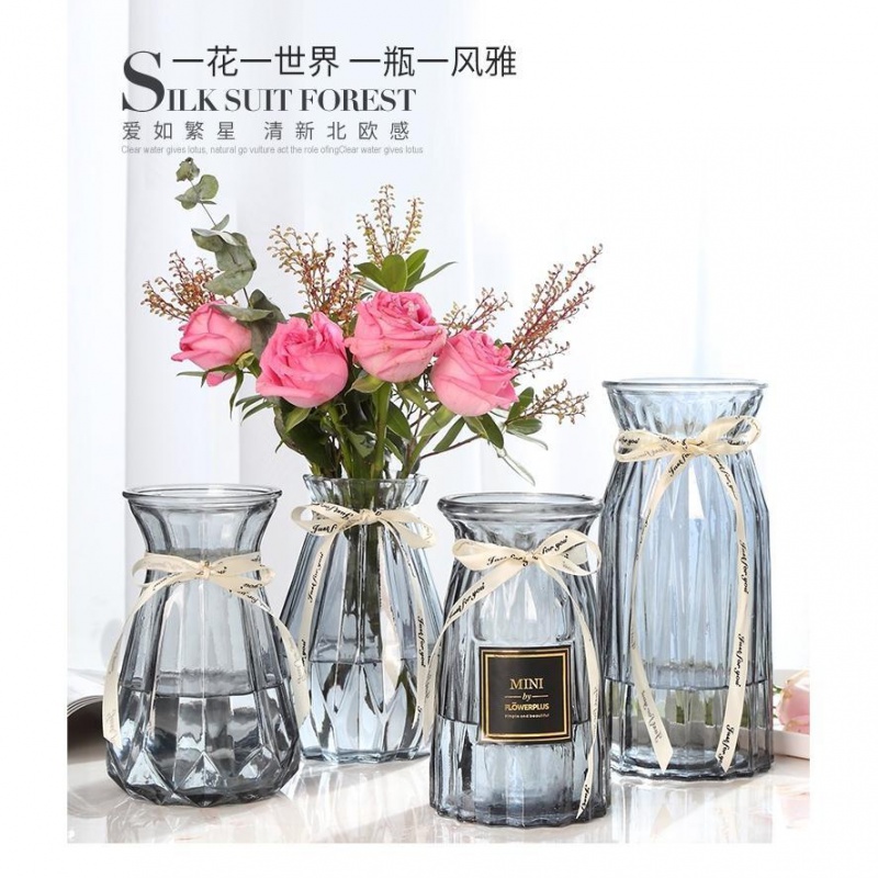 透明水养客厅摆件鲜花插花瓶创意花瓶2件套