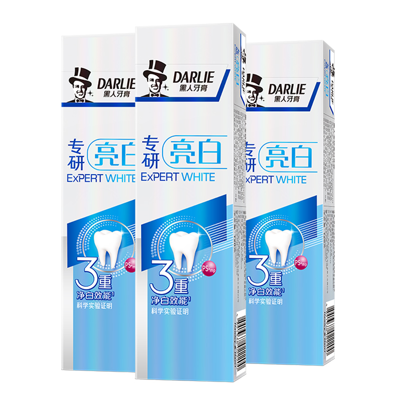 黑人专研亮白牙膏120g*3支