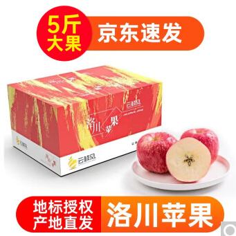 【有券的上】25.9元包邮！云鲜风陕西洛川红富士特大果5斤单果260g-320g