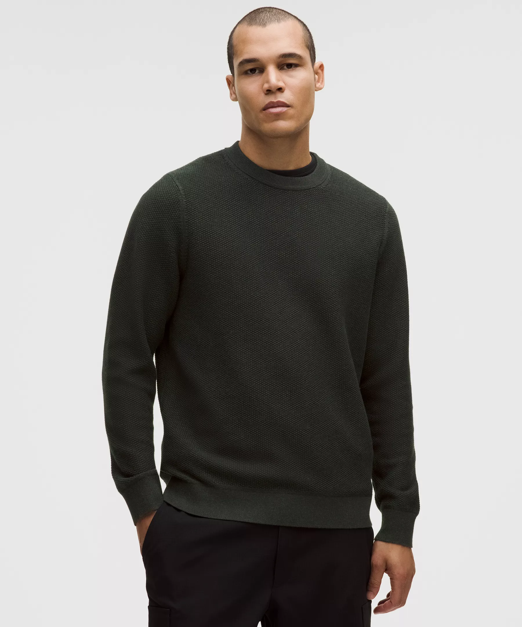 Lululemon Textured Knit 毛衣 Heathered Blackened Pine XL