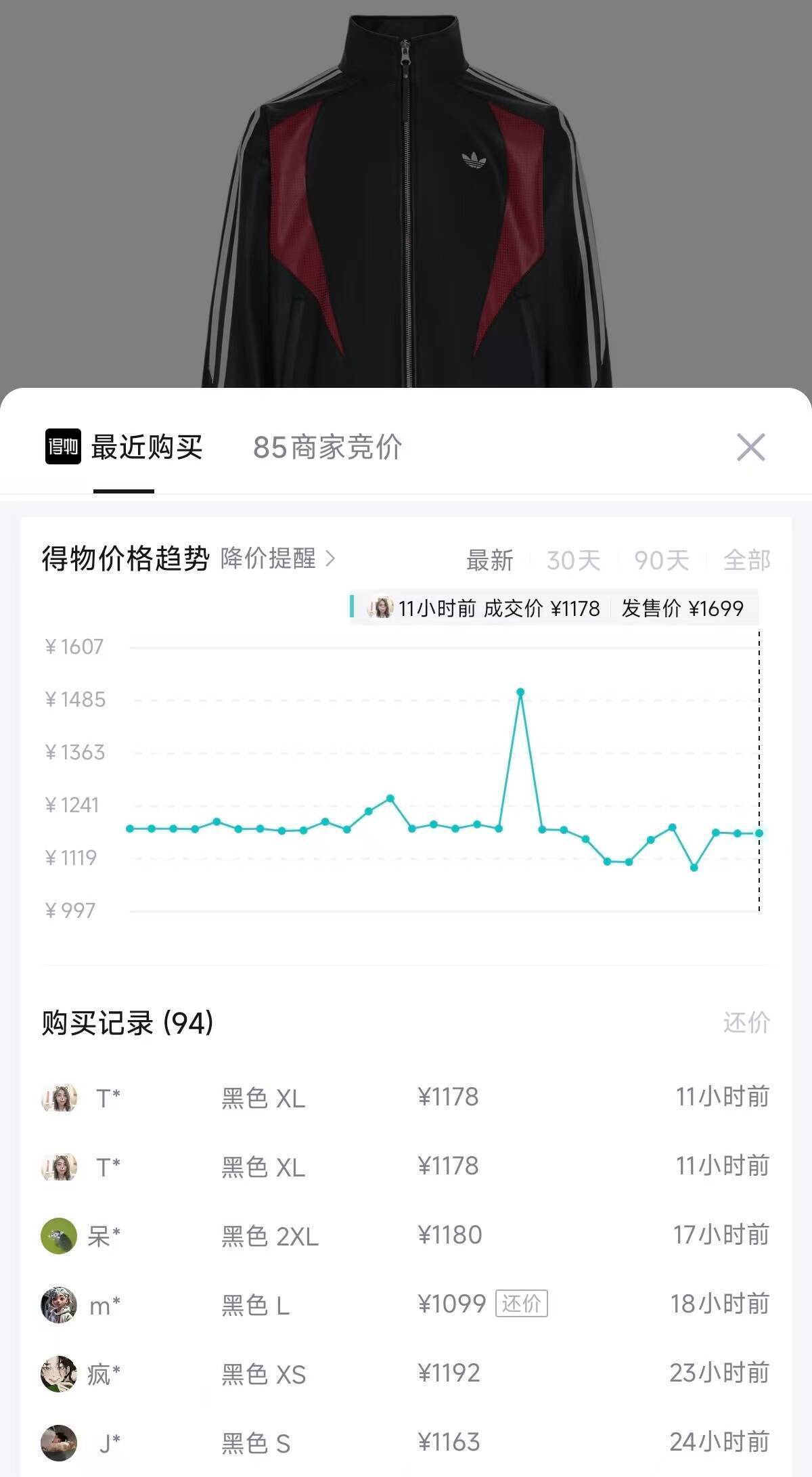 阿迪新款赛车夹克到手988元