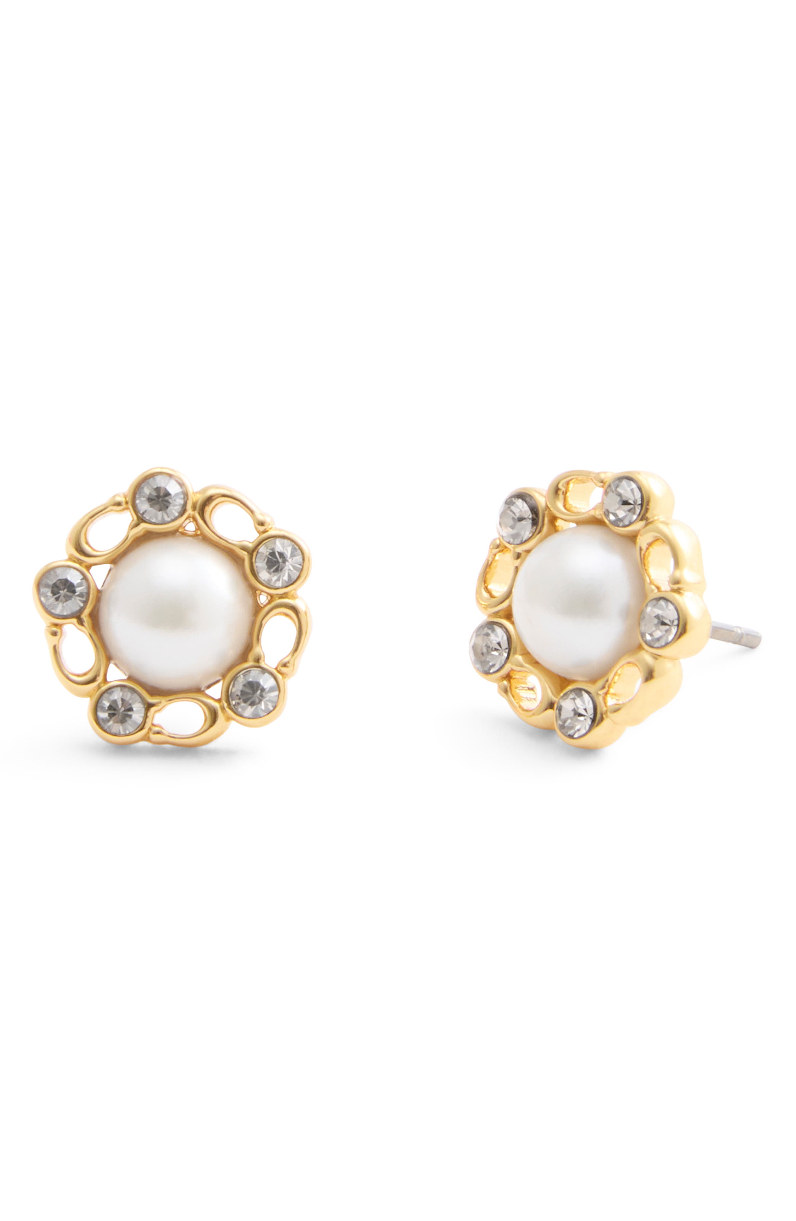 COACH Faux Pearl Stud Earrings