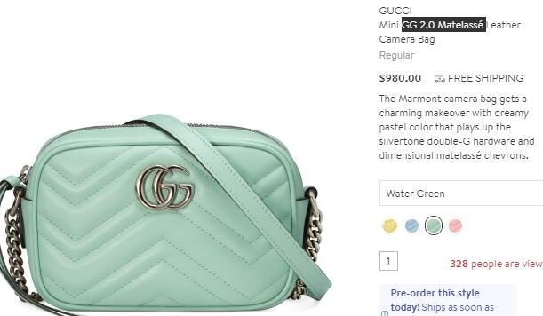马卡龙色!Gucci 古驰女士mini GG 2.0 Marmont相机包,售价$980,接受 ...