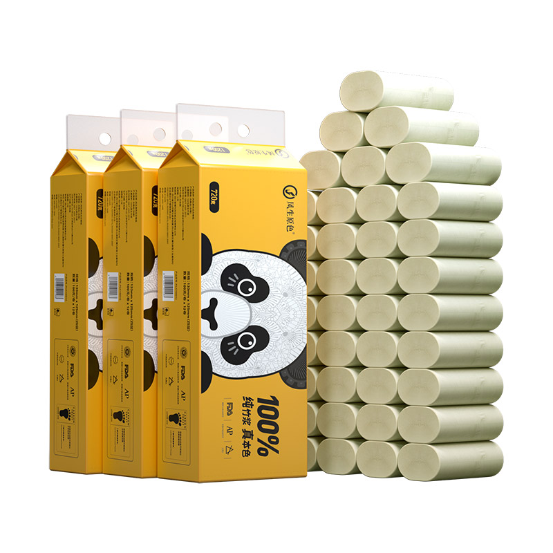 【官方旗舰店】山丘 卷纸无芯本色竹浆纸4层60g*12卷*3提（共36卷）