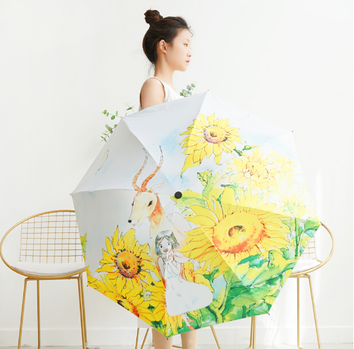 19.9元起包邮！羚羊早安 原创插画黑胶晴雨伞