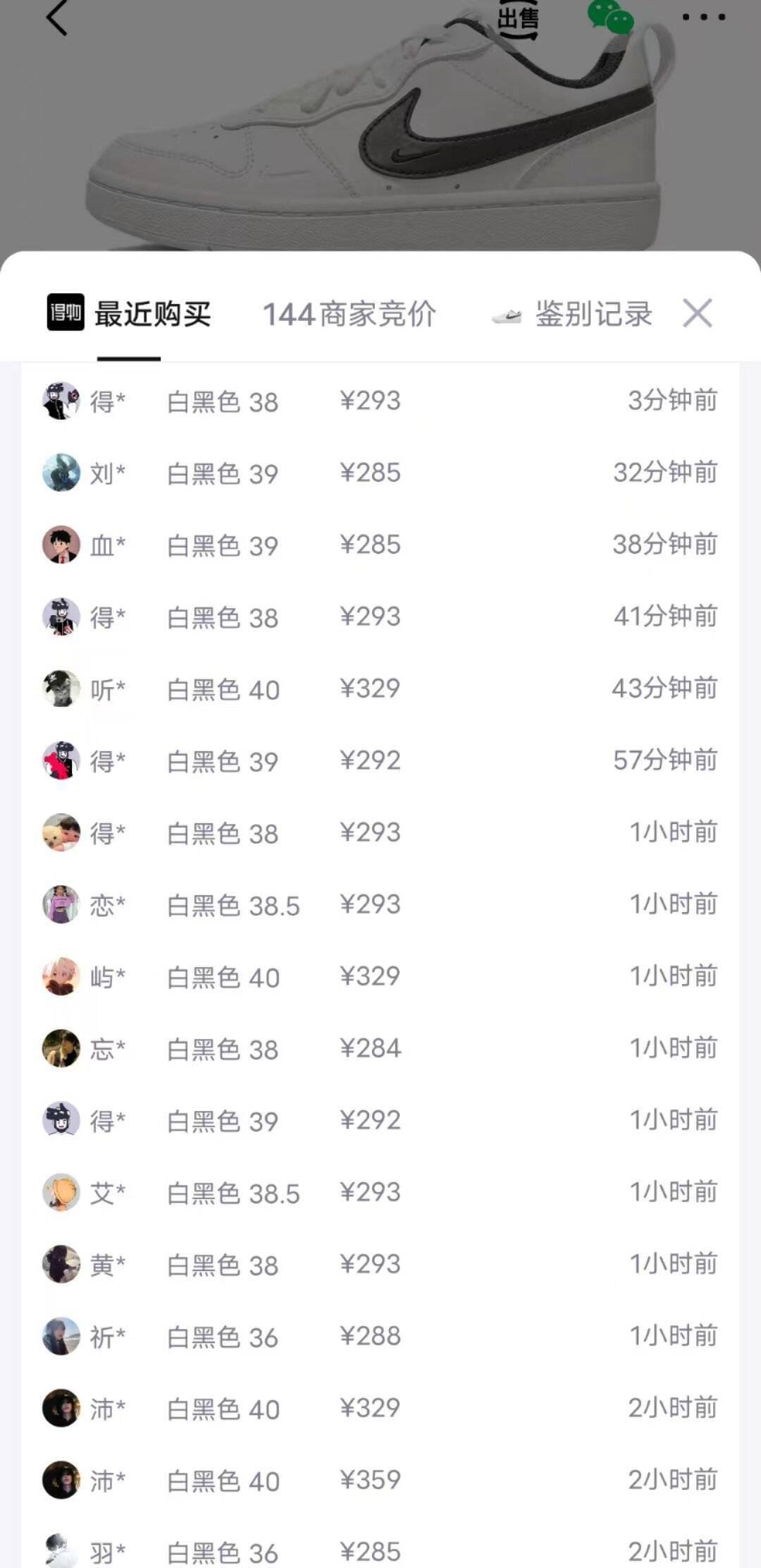 耐克黑白Court运动鞋凑单后仅需214元，得物价293元