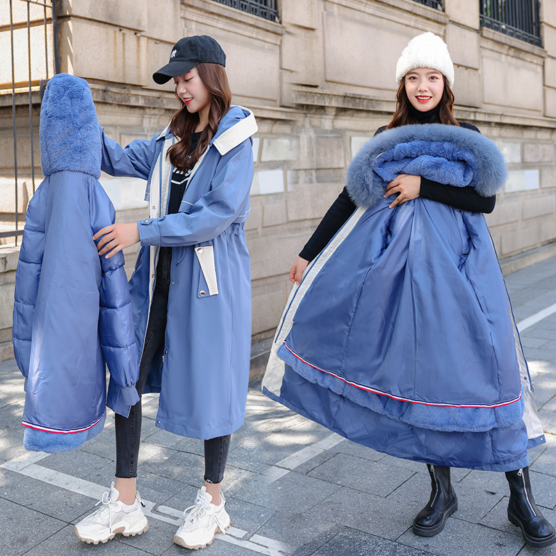 【一衣三穿】中长款加绒派克服带毛领