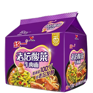 5.9元！统一 老坛酸菜牛肉面 121g*5袋