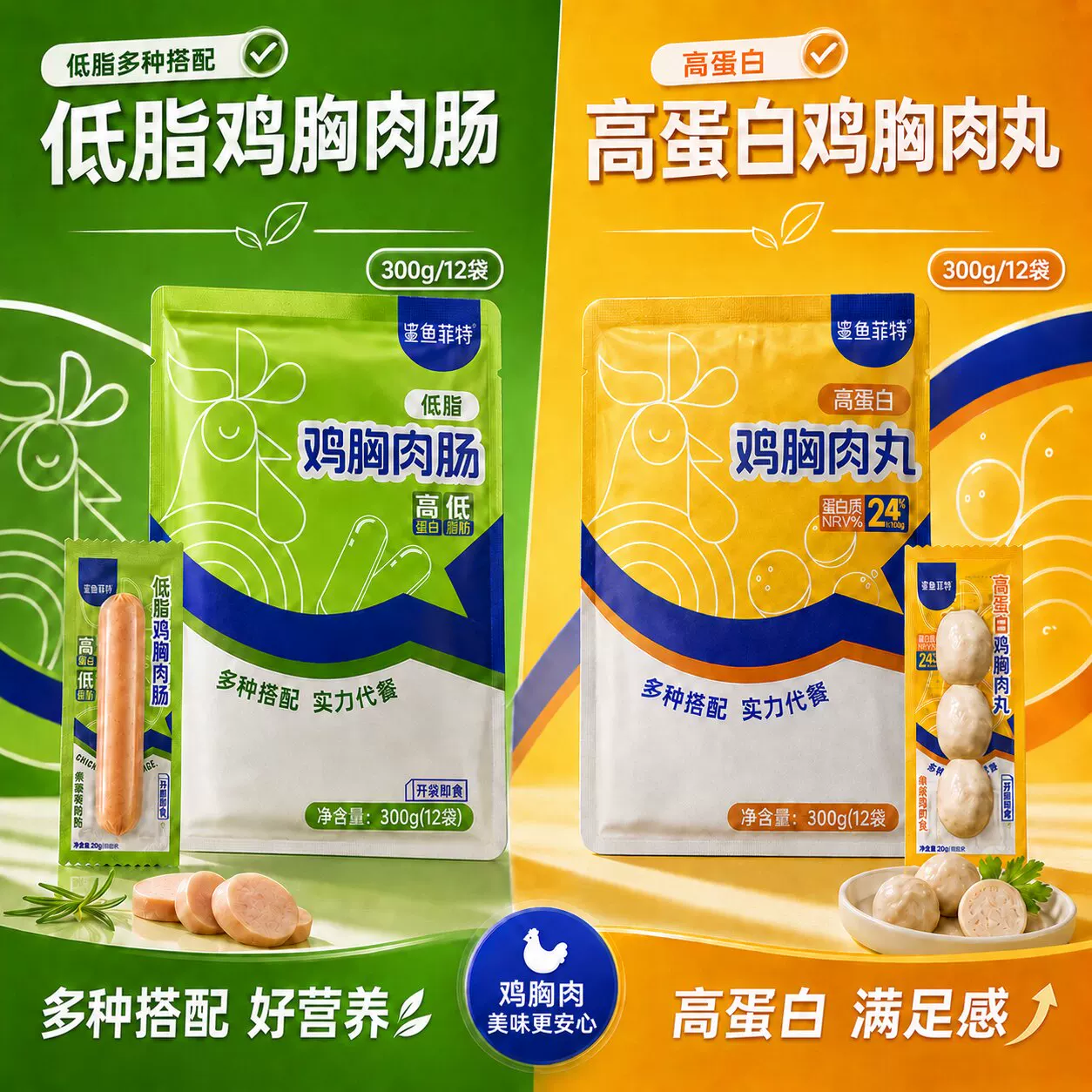 鲨鱼菲特鸡肉肠15g×3根