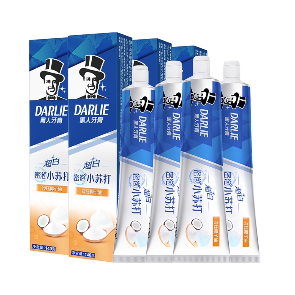 【黑人】牙膏超白密泡小苏打140g*4支