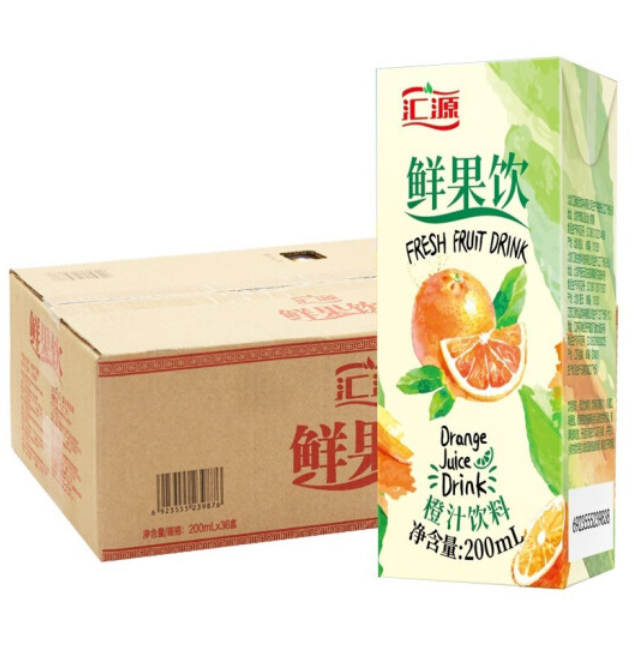 14元包邮！汇源果汁 鲜果饮橙汁200ml*12盒