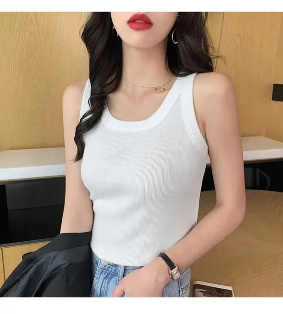 2件针织打底吊带背心女