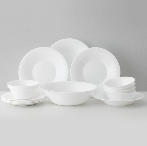 69元包邮！小米有品 火候玉白钢化玻璃餐具15件套 赠防烫盘夹