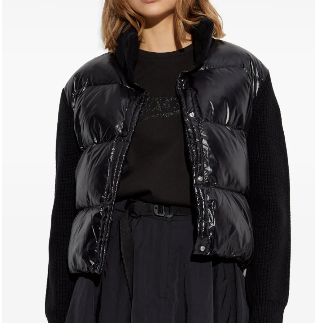 Moncler黑色羽绒拼接开衫限时67折