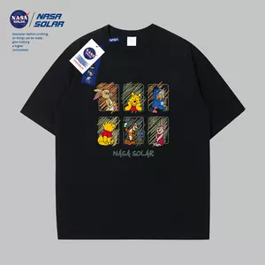 NASA联名夏季新款街头风小众印花美式套头情侣百搭T恤上衣情侣YF