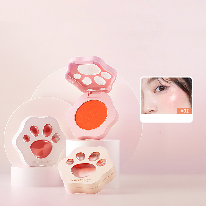 稚优泉猫爪单色胭脂膏腮红高光一体盘