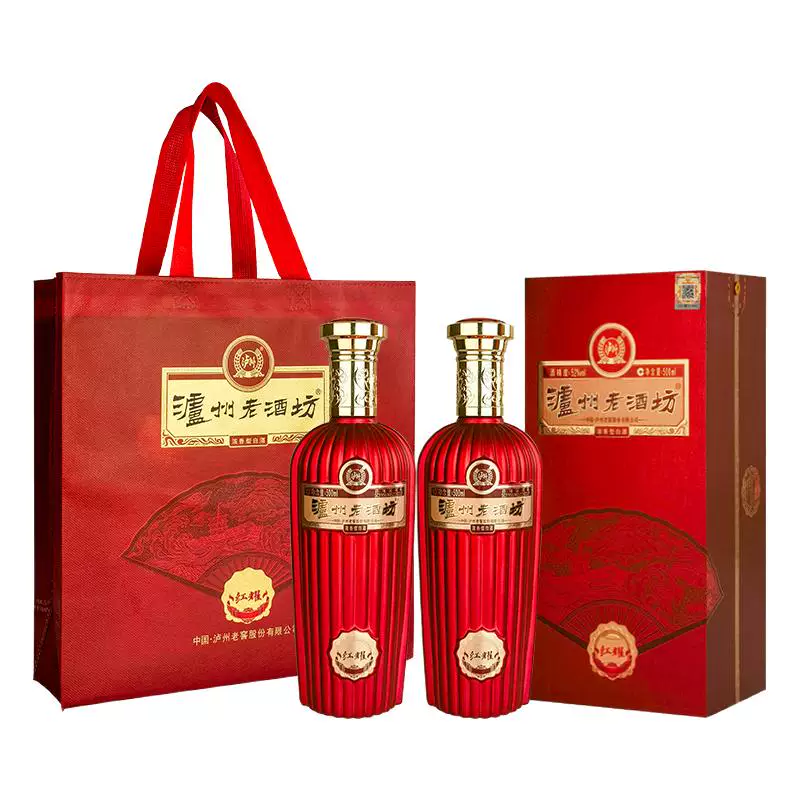 泸州老酒坊红耀52度500ml双瓶礼盒装浓香白酒