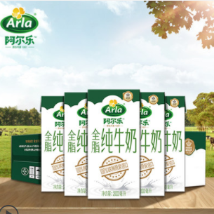 37.91元！爱氏晨曦 阿尔乐全脂纯牛奶 200ml*24盒（需拍2件包邮）